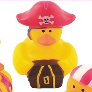 Pirate Rubber Ducky with Pink Hat Treasure Chest with Pirate Booty